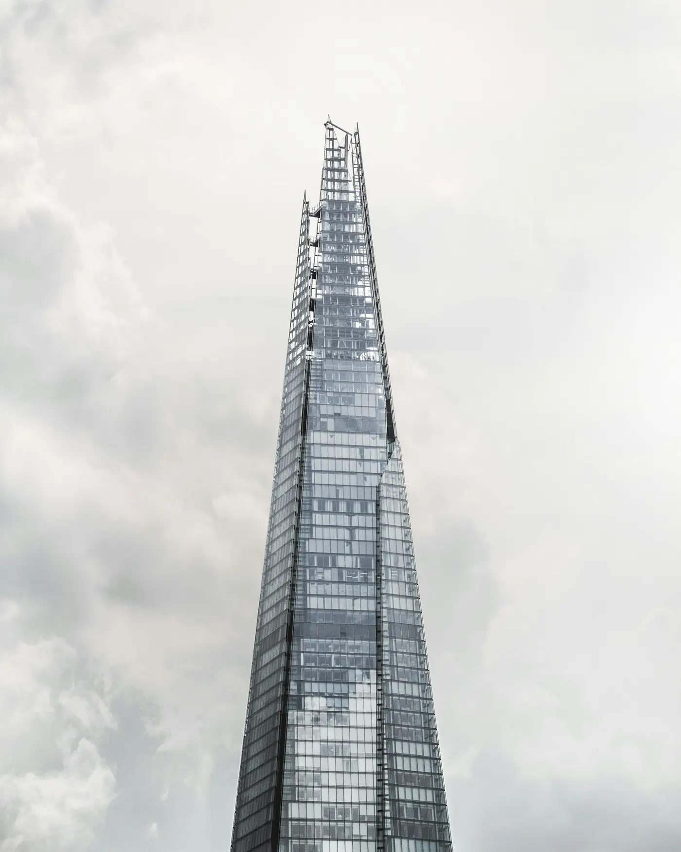 The Shard rising against a pale London sky